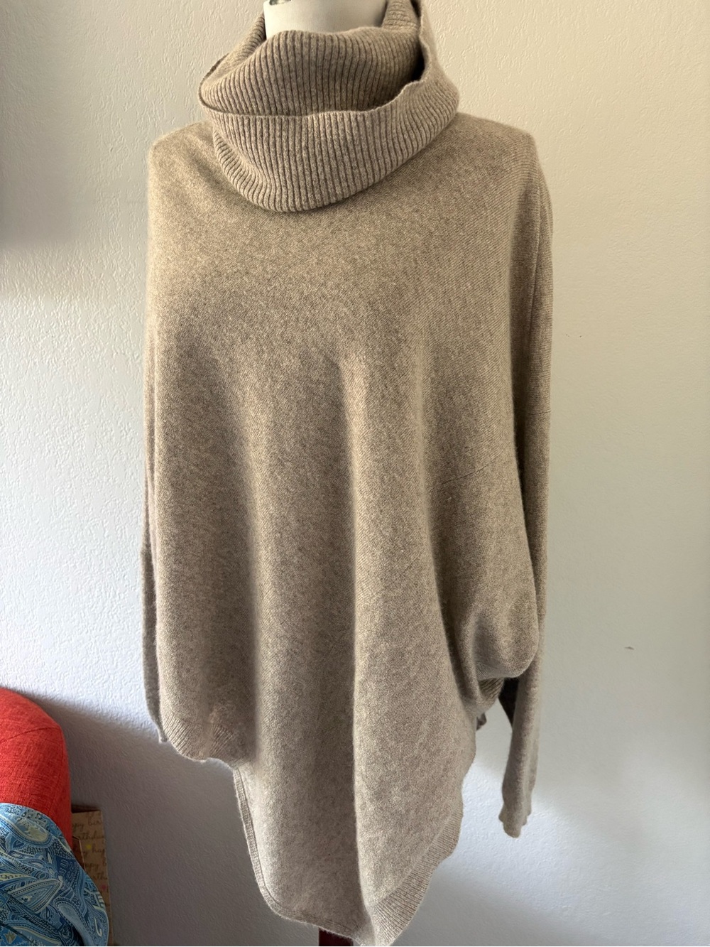 Inhabit cashmere beige turtleneck poncho size p/s